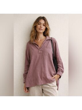 Vintage 90s Armani Exchange Mauve Cotton Blouse Oversized Large quiet luxury